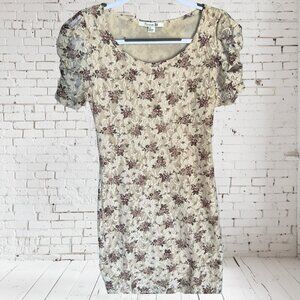 Womens Dress Forever 21 Large 12-14 Floral Lace Knee Length Dress